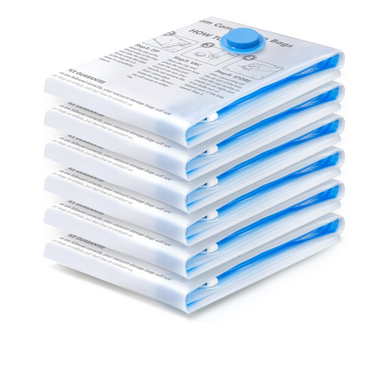 6 Medium Vacuum Storage Bags - Double-Zip Seal, Reusable Airtight Space Saver Bags for Duvets, Bedding, Clothes, Pillows - Organiser